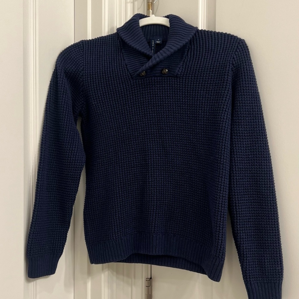 Janie & Jack boys Navy Shawl Collar Knit Sweater